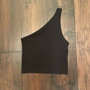 Target One- Shoulder Ribbed Black Top